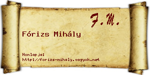 Fórizs Mihály névjegykártya