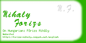 mihaly forizs business card